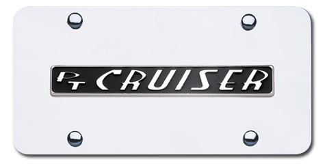 Au-Tomotive Gold PT Cruiser Logo Chrome License Plate Au-Tomotive Gold PT Cruiser Logo Chrome License Plate